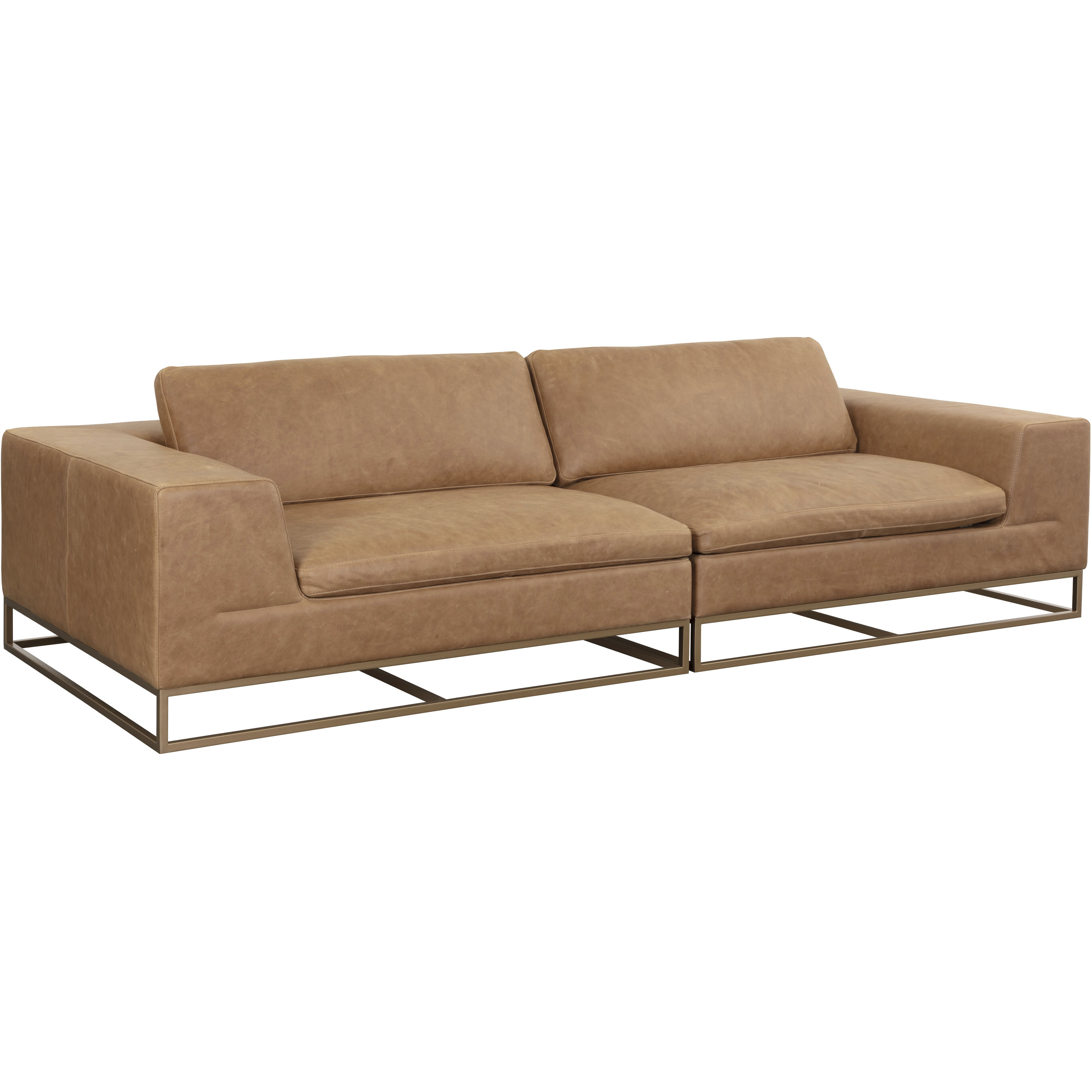 Ira Camel Leather Sofa